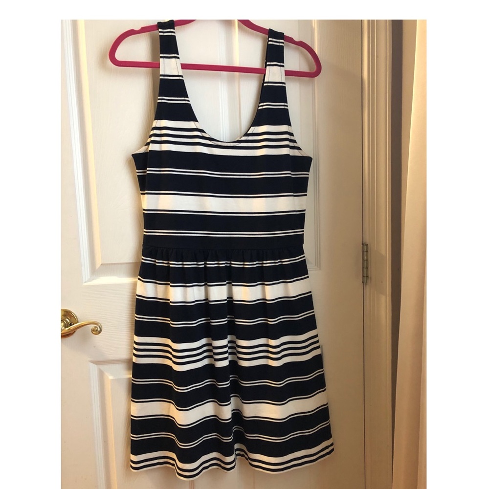 J Crew Navy and White Striped dress